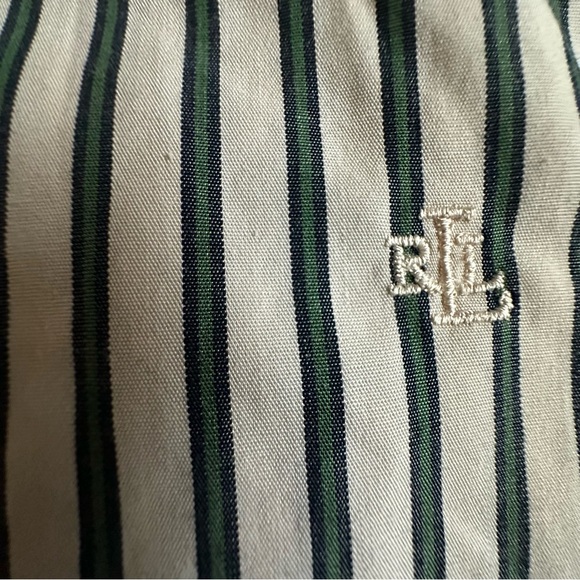 Ralph Lauren Women's XL Green & Ivory Striped Button Down Sleeved Collared Shirt - Picture 11 of 15